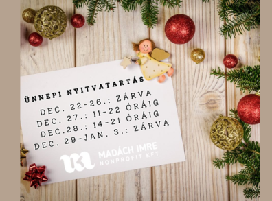 KARÁCSONYI NYITVATARTÁS